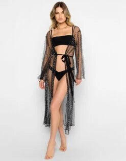 Beach Bunny Black Late Nights Pearl Mesh Cardigan -Trend Swimwear beach bunny apparel accessories clothing dresses extra small black beach bunny black late night pearl mesh cardigan 2022 beach bunny black late night pearl mesh cardigan 2872229167113