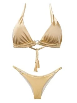Liliana Montoya Gold Bikini Marinera Top Double Straps Bottom Bikini Swimwear Separate -Trend Swimwear montoya apparel accessories clothing swimwear liliana montoya gold bikini marinera top double straps bottom bikini swimwear separate 12048937680994