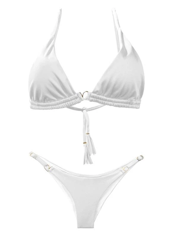 Liliana Montoya Shiny White Bikini Marinera Double Straps Bottom Bikini Swimwear Separate 5 Liliana Montoya Shiny White Bikini Marinera Double Straps Bottom Bikini Swimwear Separate - Image 3