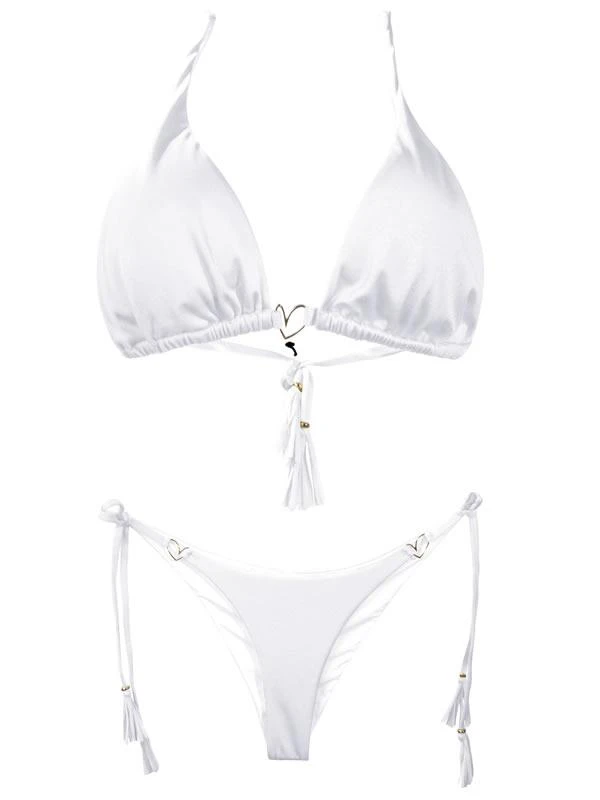 Liliana Montoya White Bikini Marinera Shiny Tops & Bottom Bikini Swimwear Set 4 Liliana Montoya White Bikini Marinera Shiny Tops & Bottom Bikini Swimwear Set - Image 2
