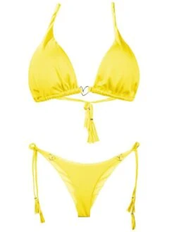 Liliana Montoya Yellow Bikini Marinera Shiny Tops & Bottom Bikini Swimwear Set