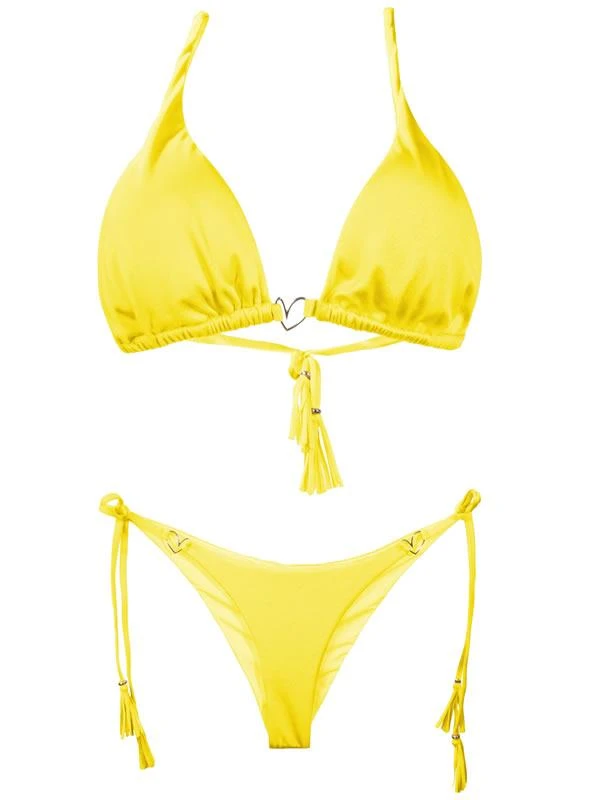 Liliana Montoya Yellow Bikini Marinera Shiny Tops & Bottom Bikini Swimwear Set 3 Liliana Montoya Yellow Bikini Marinera Shiny Tops & Bottom Bikini Swimwear Set