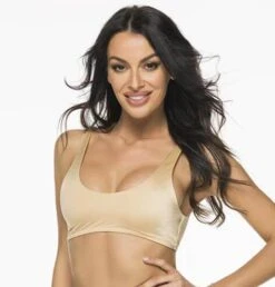 Liliana Montoya Gold Shiny Sport Top Bikini Swimwear Separate