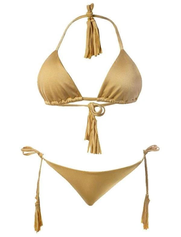 Liliana Montoya GAiA Gold Triangle Top & Side Tie Cheeky Bottom Set 3 Liliana Montoya GAiA Gold Triangle Top & Side Tie Cheeky Bottom Set
